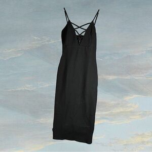 Small Black Strappy Midi Dress by Love Culture